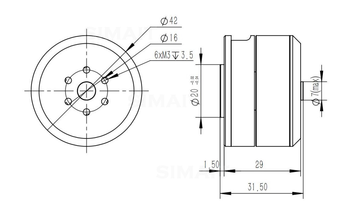 Direct Drive Servo Motor Robotics - Für DAMIAO DM-H3510 BLDC Nabenmotor 24V